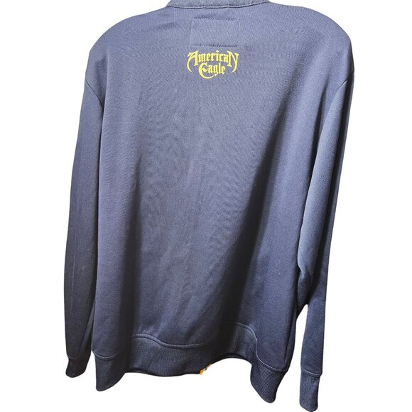 American Eagle Outfitters Navy Track Jacket With Striped Collar & Zip Pockets L - Picture 5 of 6